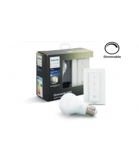 Kit Philips HUE ampoule led 9w substitut 60w 806lumens Blanc chaud dimmable avec interrupteur variateur