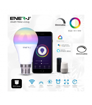 Ampoule connectée Bluetooth RGB CCT dimmable 9W équivalent 60W B22 806lm 180° LED RGB CCT dimmable