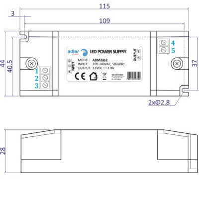 Driver LED 24W 12V 2A IP20 Adler Power
