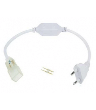 Connecteur câblé avec prise pour ruban 230v mono étanche pour led de 25 ou 50m