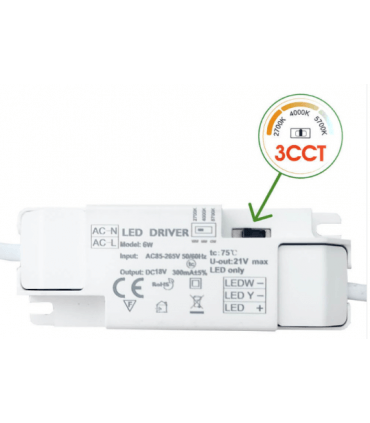 Spot LED encastré Superslim 6W CCT 2700-4000-5700K 600lumen diamètre de perçage 70mm