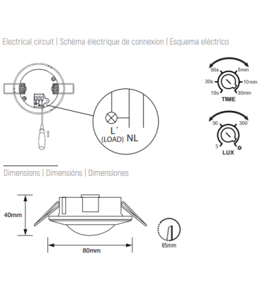 Détect-Slim Détecteur de mouvement encastrable extra fin 360° 800W 8m max
