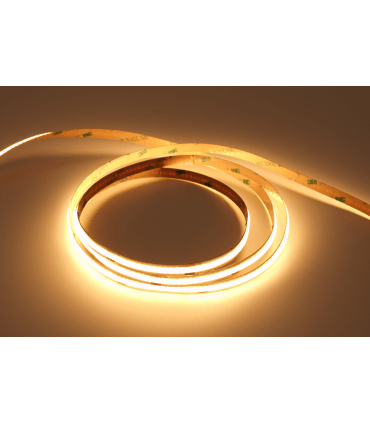 Ruban LED COB 12W/mètre 12V 480LED/mètre Blanc chaud 3000k 5m