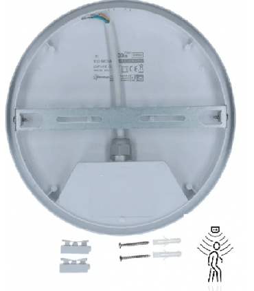 Hublot LED Technic Lamp rond 20W avec détecteur étanche IP54 4000K 2300 lumens - IP54 étanche aux éclaboussures.