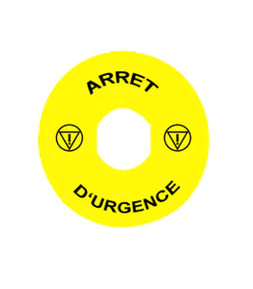 ZBY9130T Harmony étiquette circulaire Ø60mm jaune logo EN13850 ARRET D URGENCE pr ZBZ3605 - ZBY9130T