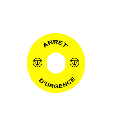 ZBY9130T Harmony étiquette circulaire Ø60mm jaune logo EN13850 ARRET D URGENCE pr ZBZ3605 - ZBY9130T