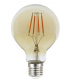 Ampoule LED verre ambré Forme G95 6w substitut 50W 600lm blanc chaud 2700k E27