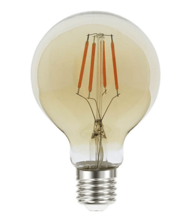 Ampoule LED verre ambré Forme G95 6w substitut 50W 600lm blanc chaud 2700k E27