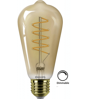 Ampoule led Philips LED Vintage flame 5.5w substitut 40W ST64 blanc trés chaud 2200kE27 GOLD Dimmable