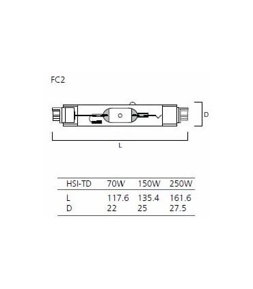 SYLVANIA METALARC HQI-TD 250w/WDL UVS culot FC2 0021036
