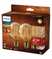 Lot de 2 Ampoules LED Vintage Ambrée à Filament G80 4,2W substitut 40w E27