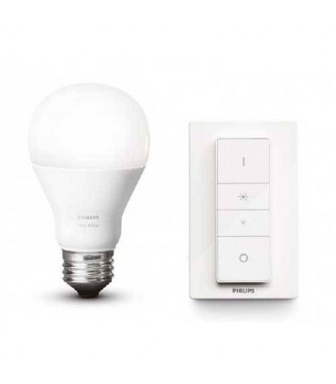 Kit Philips HUE ampoule led 9w substitute 60w 806lumens Blanc chaud dimmable avec interrupteur variateur