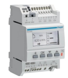 Hager Afficheur modulaire des consommations multi-énergies RT2012 EC450