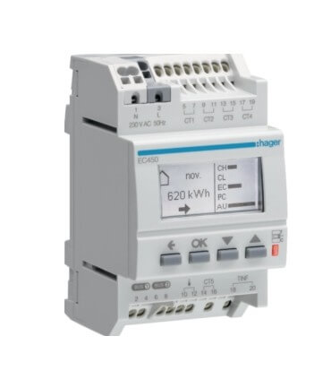 Hager Afficheur modulaire des consommations multi-énergies RT2012 EC450
