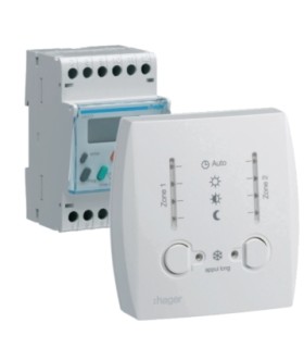 HAGER Programmateur modulaire digit chauf élec fil pilote boîtier amb 2 zones 7j 230V
