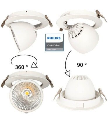 Downlight LED 30W Philips CertaDrive Orientable Rond HAMBOURG