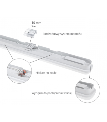 Réglette LED LIMEA GO 50W 6700 lumen blanc lumière du jour 6500K IP65 Etanche 1200mm